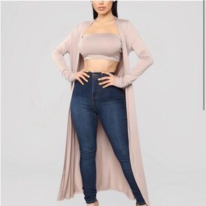 Fashion Nova Ladies Open Long Line Duster Long Sleeve